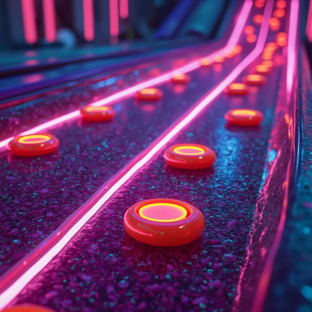 Jeu Plinko 'Neon Drops' avec un style rétro-futuriste